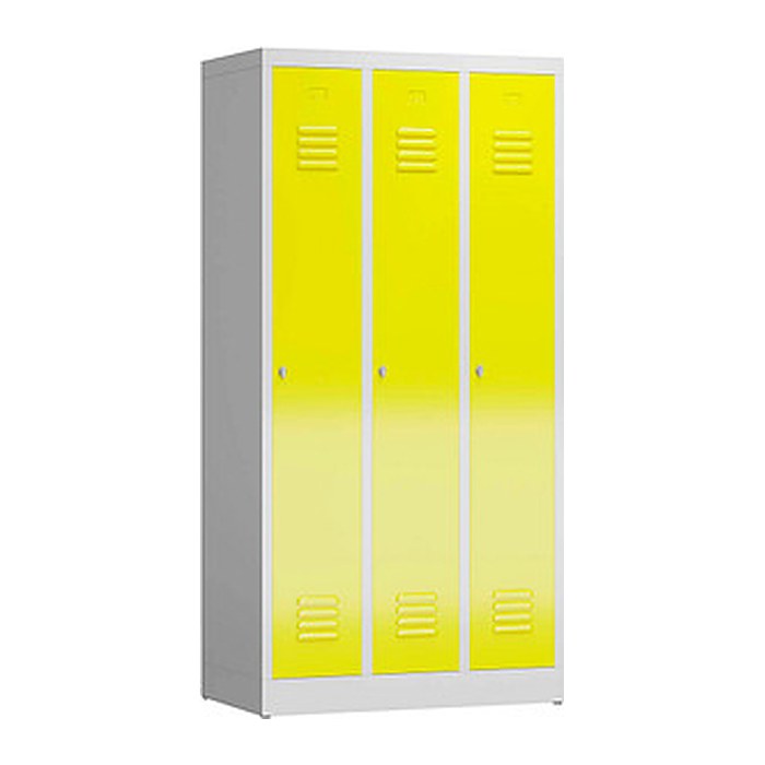 ClassiX Spind lichtgrau, zinkgelb X-510136, 3 Schließfächer 87,0 x 50,0 x 180,0 cm