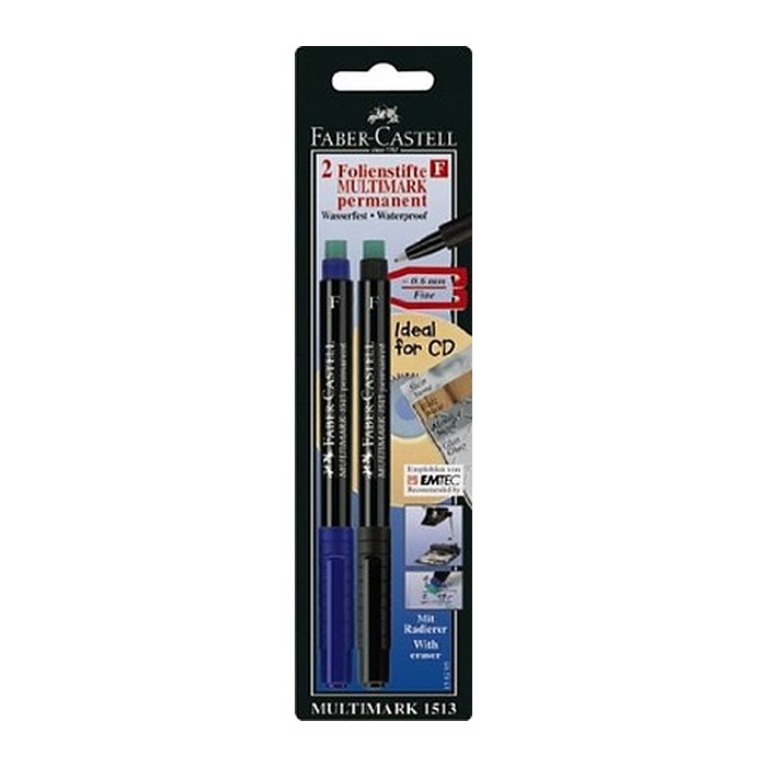 FABER-CASTELL Marker Multimark permanent F bl/schwarz 2x BK