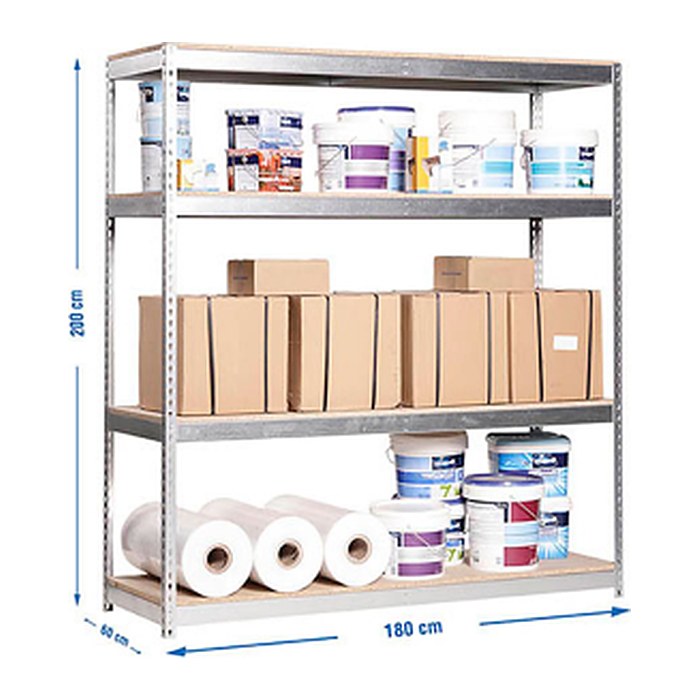 Simonrack Schwerlast-Weitspannregal SIMONFORTE CHIPBOARD 8435104925201 silber 180,0 x 60,0 x 200,0 cm