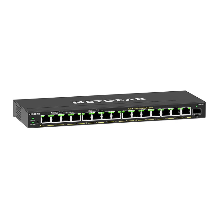 NETGEAR Switch 16x GE GS316EP-100PES PoE+ Gigabit 180W 1SFP