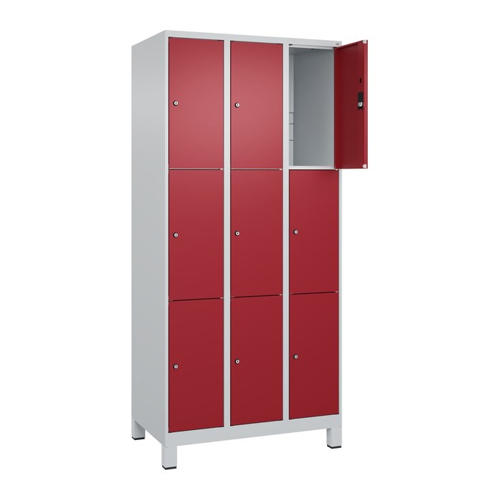 CP Schließfachschrank Classic Plus lichtgrau, rubinrot 080010-303 S10001, 9 Schließfächer 90,0 x 50,0 x 195,0 cm