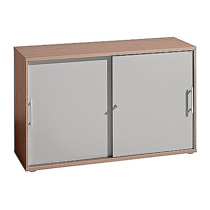 HAMMERBACHER Schiebetürenschrank, V1752S/N/S/RE nussbaum, silber 1 Fachboden 120,0 x 40,0 x 74,8 cm