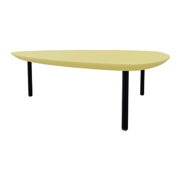 fm TRESTA Beistelltisch dreieckig abgerundet MDF-Platte ginstergelb 98,0 x 91,0 x 31,0 cm, 1 St.