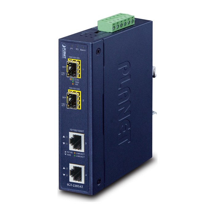 PLANET IP30 2x GE to 2-Port SFP Media Converter IGT-2205AT