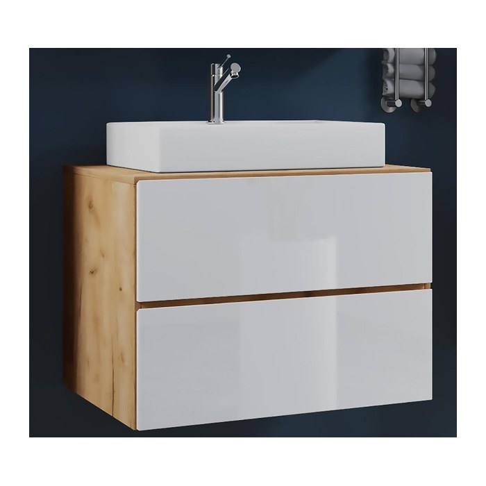 VCM my bath Badmöbel-Set 2-teilig Lendas S 915286 honig-eiche, weiß 81,0 x 46,0 x 69,0 cm