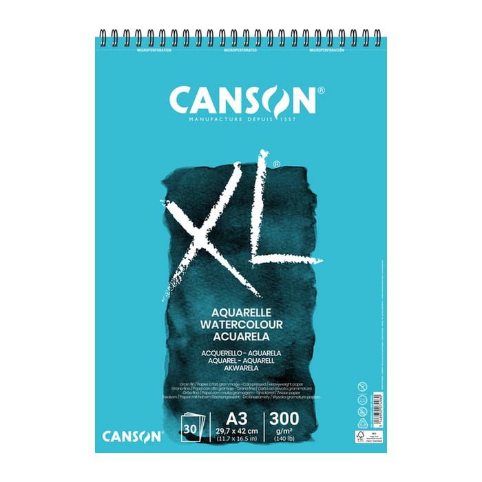 canson Aquarellblock XL DIN A3 300 g/qm, 30 Blatt, 1 Block