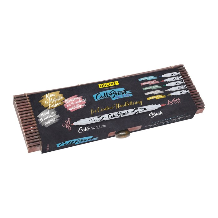 ONLINE® Calli.Brush Double Metallic Brush-Pens farbsortiert, 5 St.
