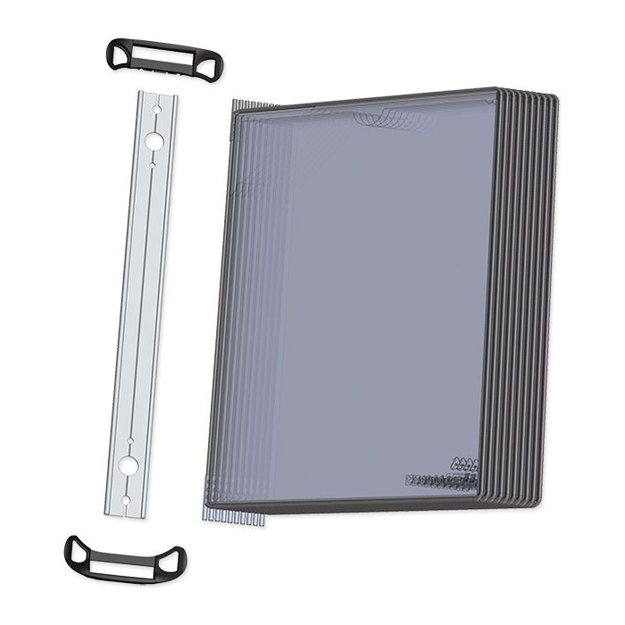tarifold Wand-Sichttafelsystem PRO 920303 DIN A4 schwarz mit 10 St. Sichttafeln, 1 St.