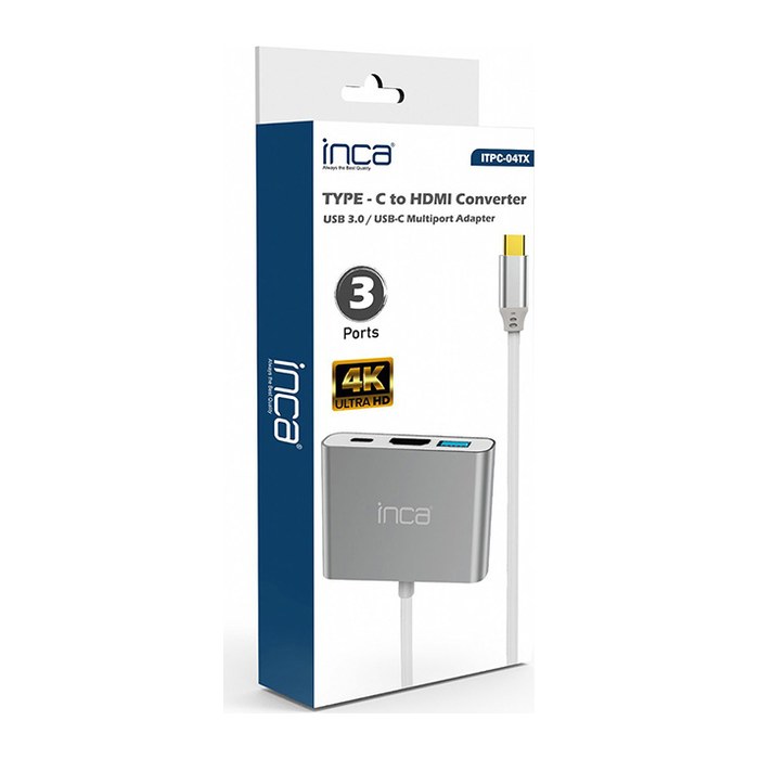 INCA Adapter USB-C->2xHDMI/USB-C3.0/USB-A2.0/PD 100W weiß