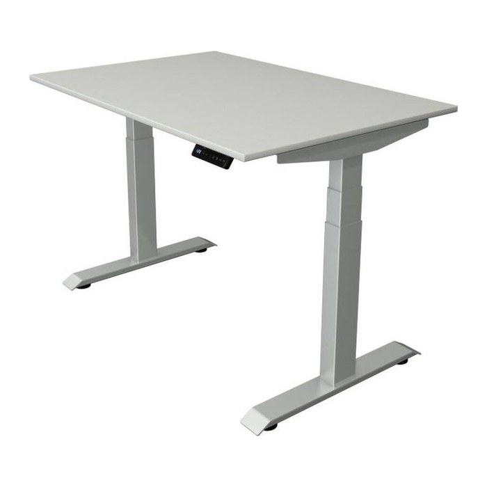 Kerkmann Move 4 elektrisch höhenverstellbarer Schreibtisch lichtgrau rechteckig, T-Fuß-Gestell silber 120,0 x 80,0 cm