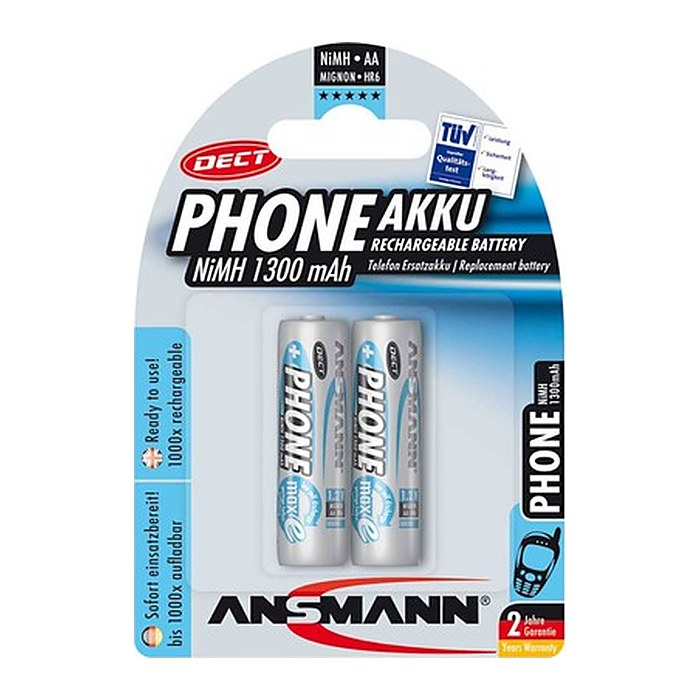 ANSMANN Akkus PHONE Ni-MH Mignon AA 1.300 mAh, 2 St.