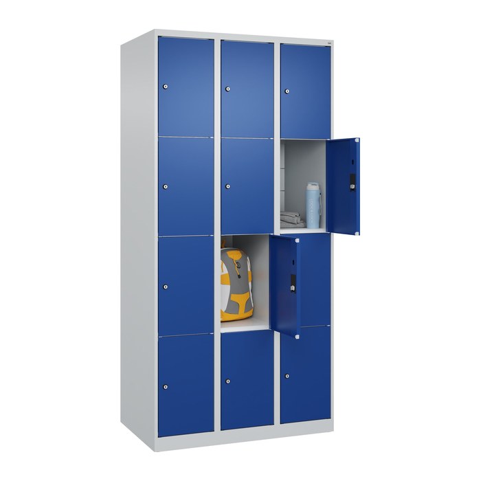 CP Schließfachschrank Classic Plus enzianblau, lichtgrau 080000-304 S10003, 12 Schließfächer 90,0 x 50,0 x 185,0 cm