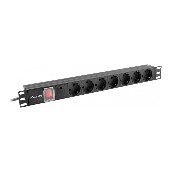 LANBERG 19" PDU-Steckdosenleiste 1U 7xSchuko 2,0m 16A sw