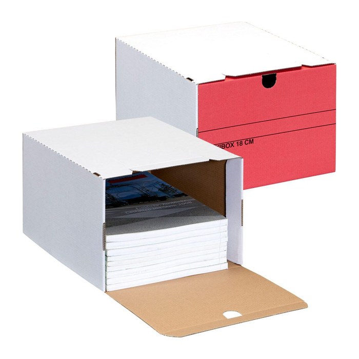 Top-Print Archivboxen weiß/rot 24,4 x 32,1 x 18,5 cm, 10 St.