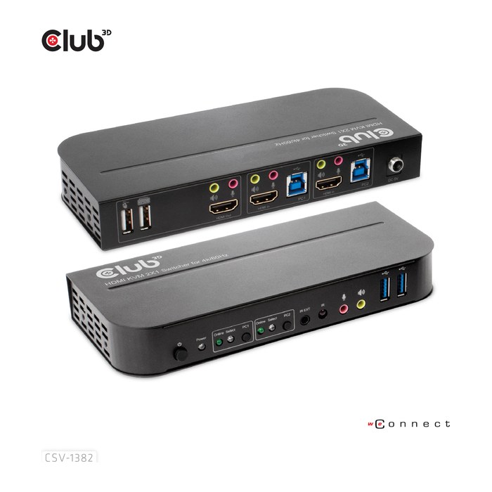 Club3D KVM Switch 4K60Hz 2x HDMI > HDMI/2xUSB/Audio retail