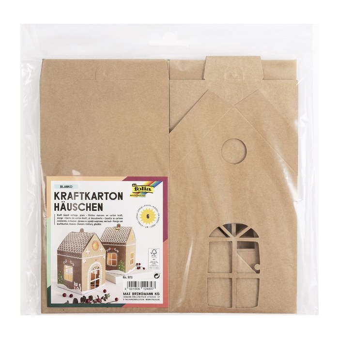 folia Faltschachteln Lebkuchenhäuschen beige 6 St.