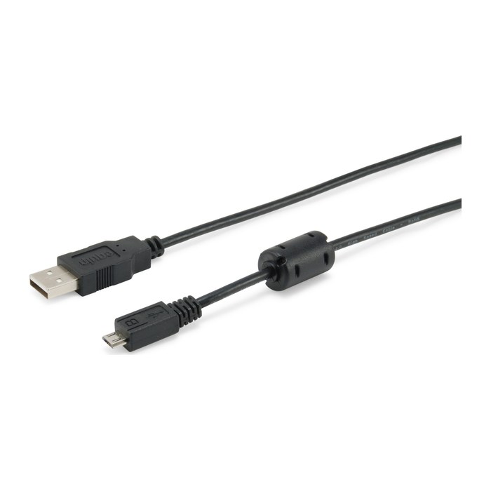 Equip Kabel USB-A2.0->Micro-B Ferrit St/St 1.00m schwarz Polybeutel