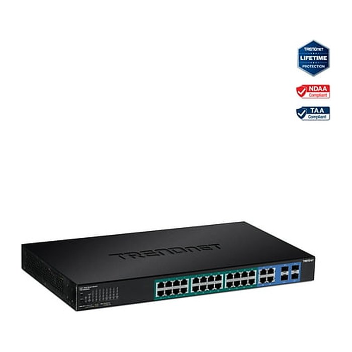 TRENDnet Switch 28-Port Gbit PoE+ Web Smart 370W 4xSFP 19"
