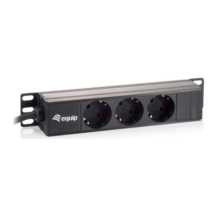 Equip 10" Steckdosenleiste 3xSchuko->St.90° sw. Alu.