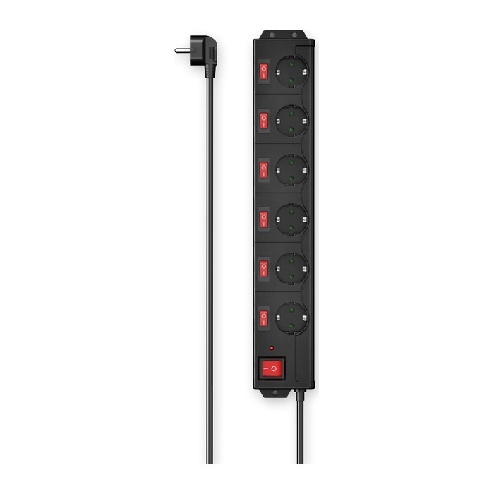 hama 6-fach Steckdosenleiste mit Schalter 1,4 m schwarz