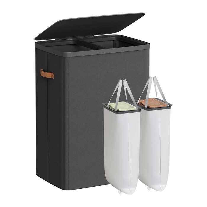 SONGMICS Wäschesortierer schwarz, bis 20,0 kg (bis 10,0 kg je Innentasche), 1 St.