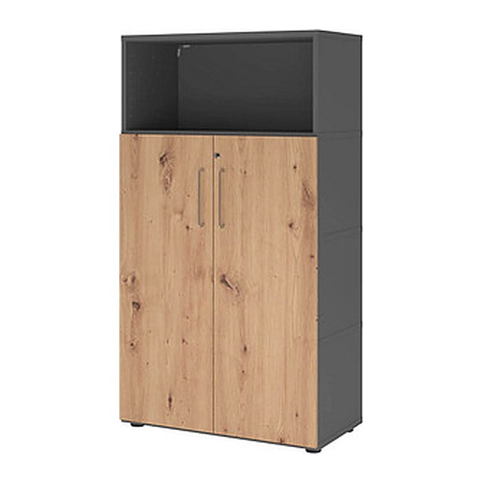 HAMMERBACHER Regalschrank FlexWall, VFW48T3KG/G/R/BS grafit, asteiche 80,0 x 40,0 x 145,0 cm, 1 St.