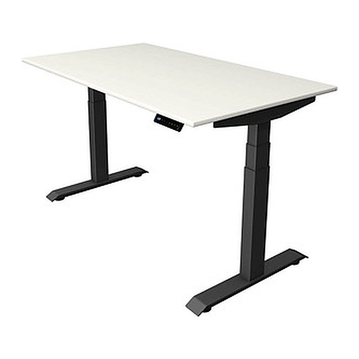 Kerkmann Move 4 elektrisch höhenverstellbarer Schreibtisch weiß rechteckig, T-Fuß-Gestell grau 140,0 x 80,0 cm