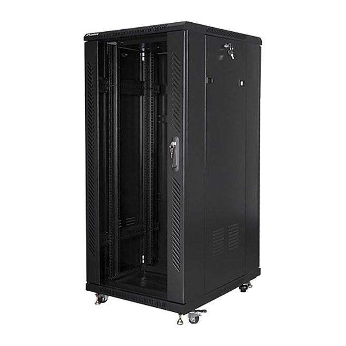 LANBERG 19" 27U 600x800 freist. Glastür (FlatPack) sw (Speditionsversand)