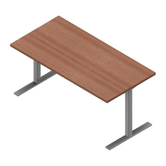 Quadrifoglio Schreibtisch nussbaum canaletto rechteckig, C-Fuß-Gestell silber 160,0 x 80,0 cm