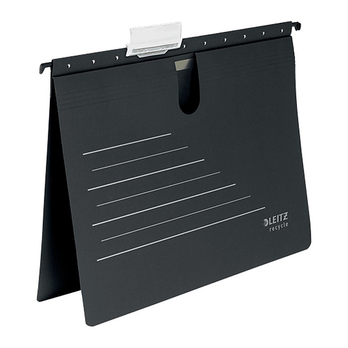 LEITZ Hängehefter ALPHA® recycle 1920 Karton schwarz DIN A4 1x kaufmännische Heftung, 10 St.