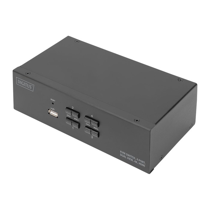 DIGITUS KVM Switch 4-Port 4K30Hz 2xHDMI 2xUSBA 2x3,5mKlinke