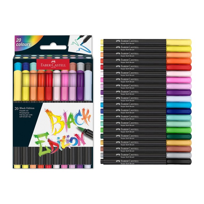 FABER-CASTELL Black Edition Filzstifte farbsortiert, 20 St.