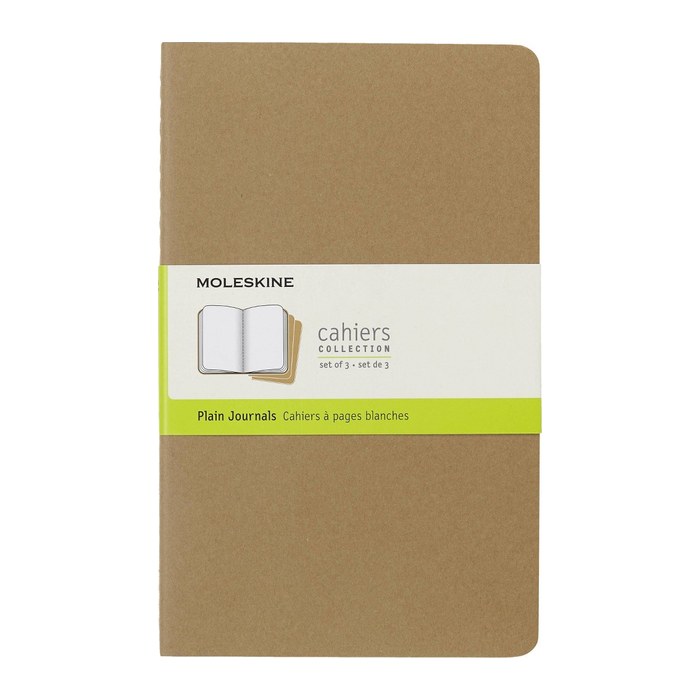 MOLESKINE Notizbücher Cahier ca. DIN A5 blanko, braun Softcover 80 Seiten, 3 St.