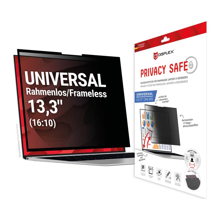 DISPLEX® Privacy Safe wiederablösbare 2-Wege Display-Blickschutzfolie für 33,8 cm (13,3 Zoll)