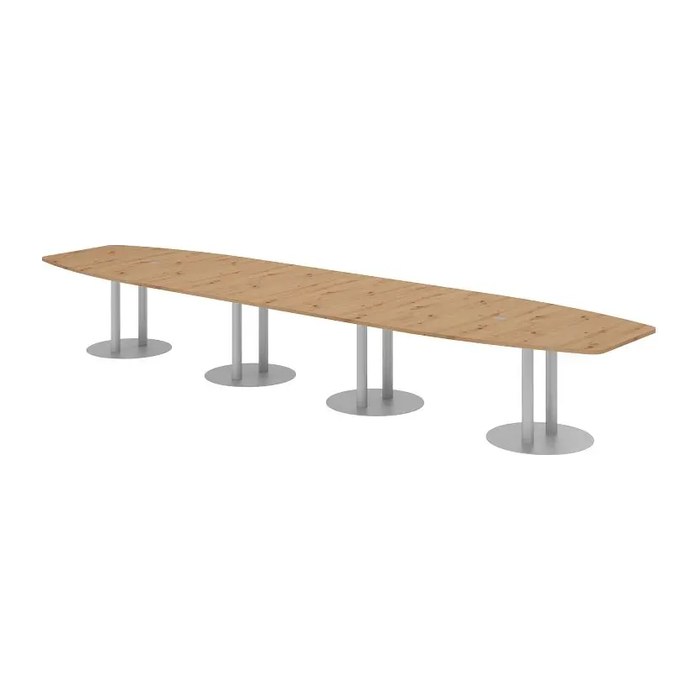 HAMMERBACHER Konferenztisch KT52S asteiche Tonnenform, Rundrohr silber, 520,0 x 85,0 - 130,0 x 74,0 cm
