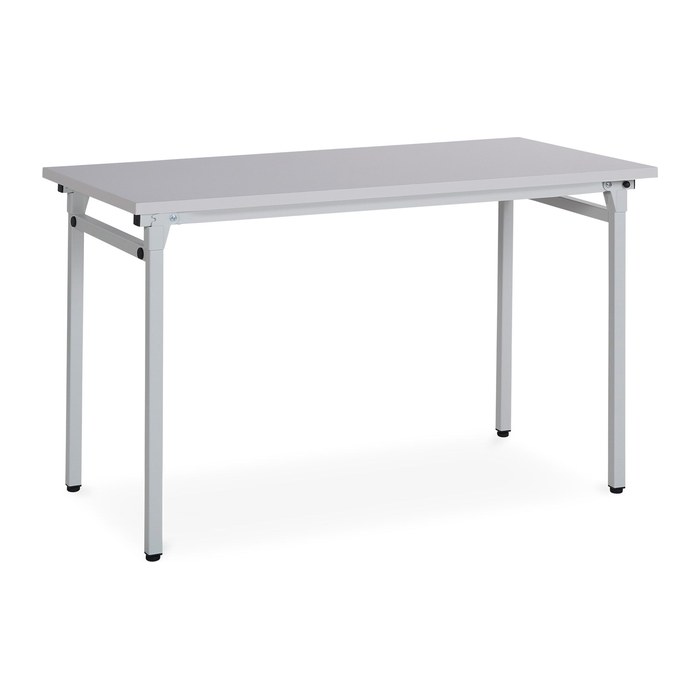 Klapptisch 4-Fuß fixe Höhe – Gestell in Lichtgrau (1600 x 800 x 750 mm, Platte Grau, Gestell RAL 7035)