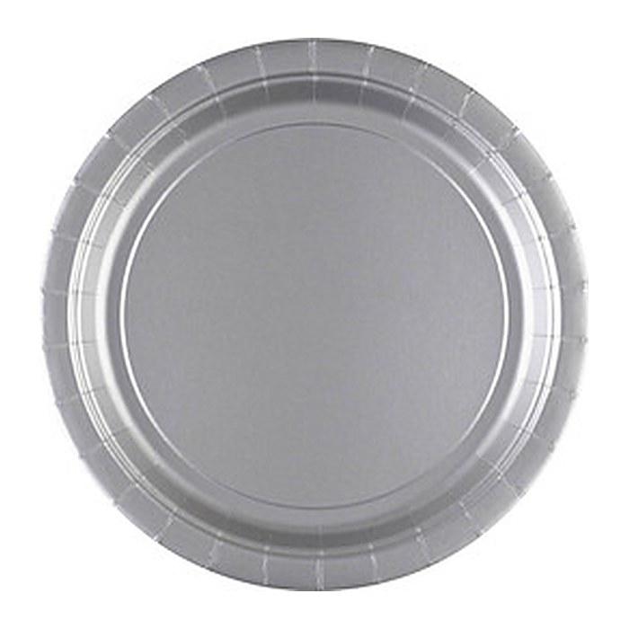 amscan® Einweg-Teller silber 23,0 x 23,0 cm, 8 St.