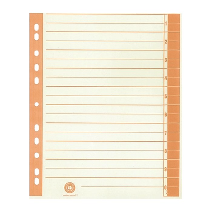 Wekre Trennblätter DIN A4 1-0 weiß/orange, 230 g/m², 100 Blatt