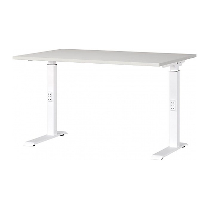 GERMANIA DOWNEY höhenverstellbarer Schreibtisch lichtgrau rechteckig, C-Fuß-Gestell weiß 120,0 x 80,0 cm