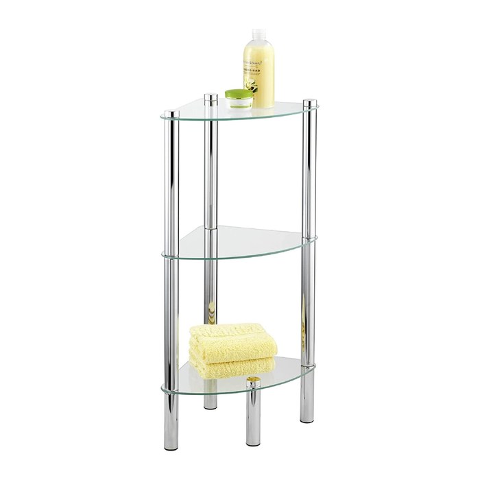 WENKO Badregal Yago silber 30,0 x 30,0 x 74,0 cm