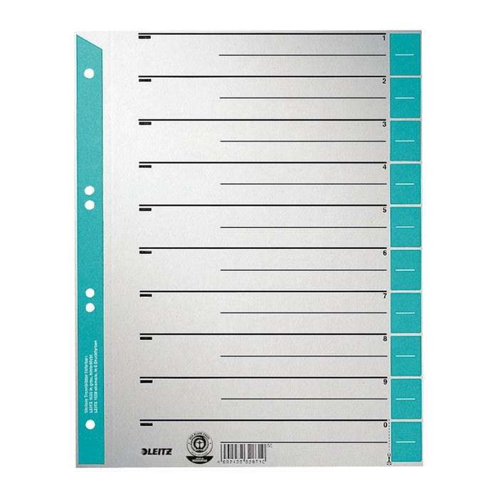 LEITZ Trennblätter 1652 DIN A4 1-0 hellblau, 230 g/qm, 100 St.