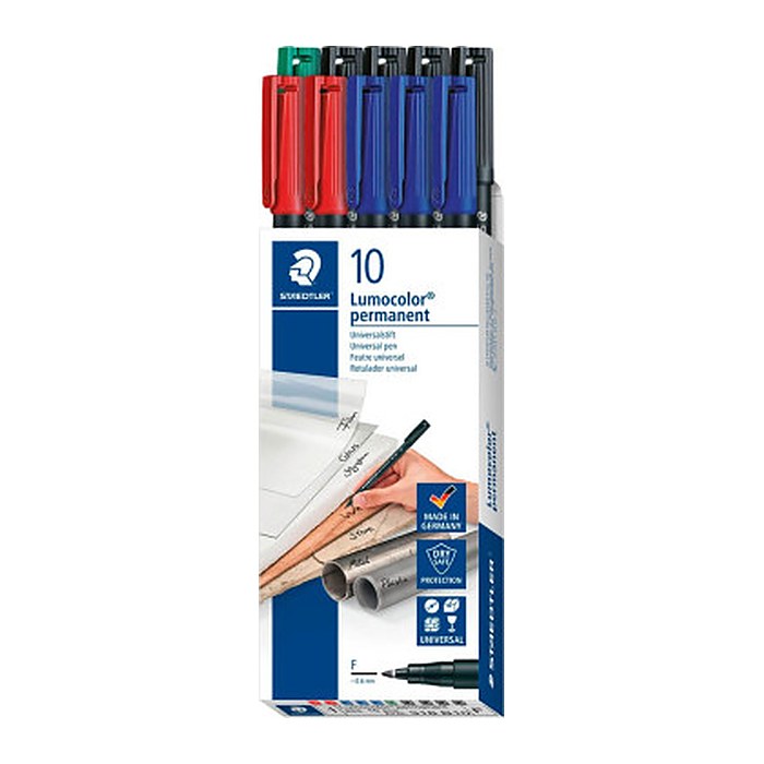 STAEDTLER Lumocolor Folienstifte farbsortiert permanent, 10 St.