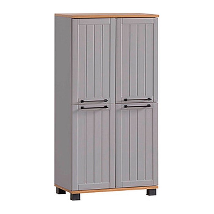 MÖBELPARTNER Badschrank Jelda 154235 platingrau, eiche-landhaus 59,8 x 32,6 x 116,9 cm
