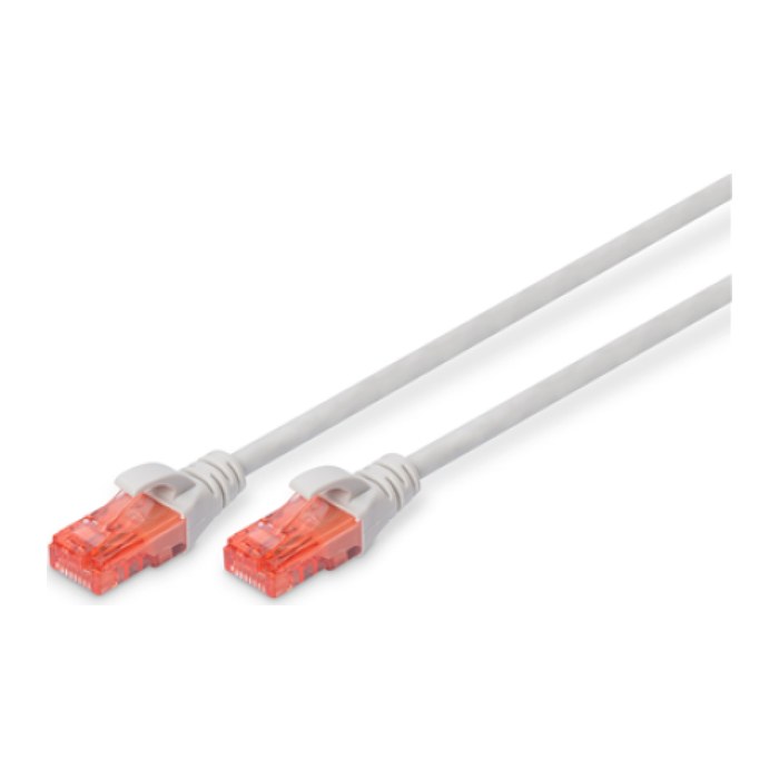 DIGITUS Patchkabel Cat6 U/UTP 2xRJ45 1.0m grau Hebelschutz Polybeutel