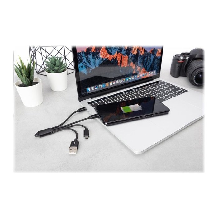 DIGITUS 3-in-1 Ladekabel USB A Lightning + Micro USB + USB-C