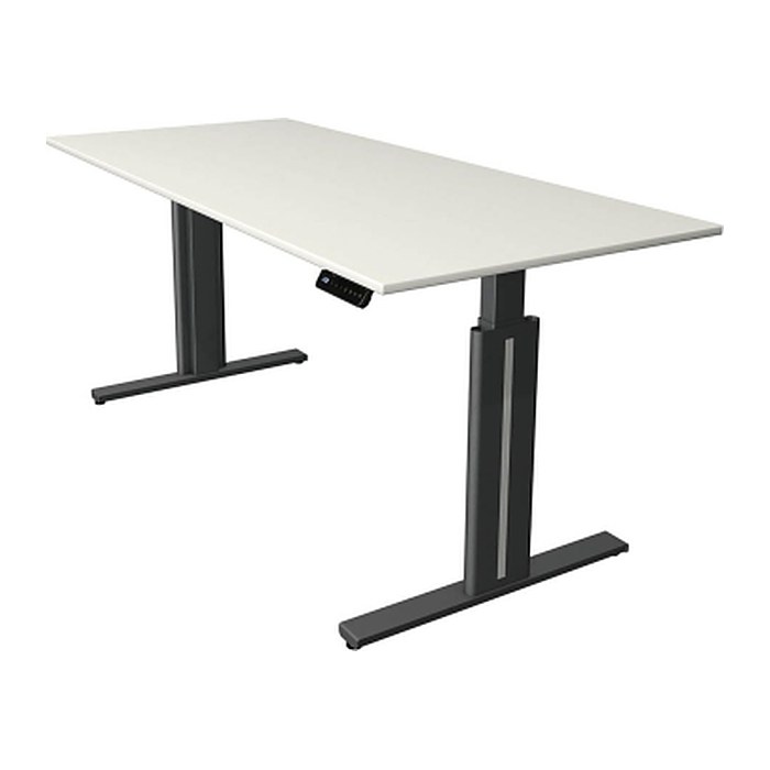 Kerkmann Move 3 elegant elektrisch höhenverstellbarer Schreibtisch weiß rechteckig, T-Fuß-Gestell grau 180,0 x 80,0 cm