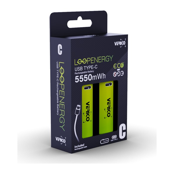 VERICO USB-Akkus mit Ladekabel LoopEnergy Baby C Li-Ion Baby C, 2 St.