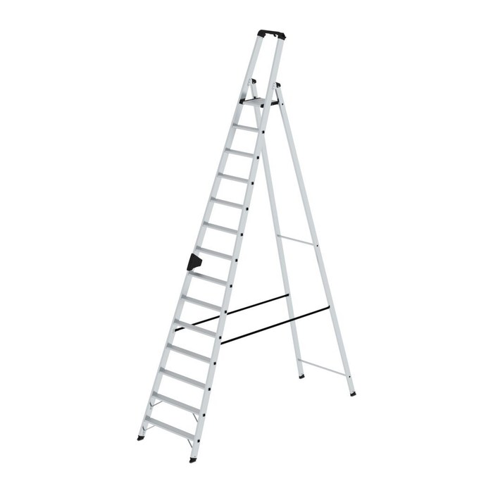 MUNK Stehleiter einseitig silber 14 Sprossen, H: 3,92 m