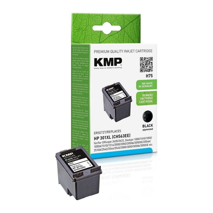 KMP H75 schwarz Druckerpatrone kompatibel zu HP 301XL (CH563EE)