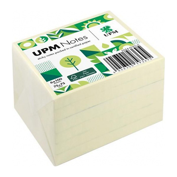 UPM Notes Haftnotizen doppelte Haftung gelb, 6 Blöcke